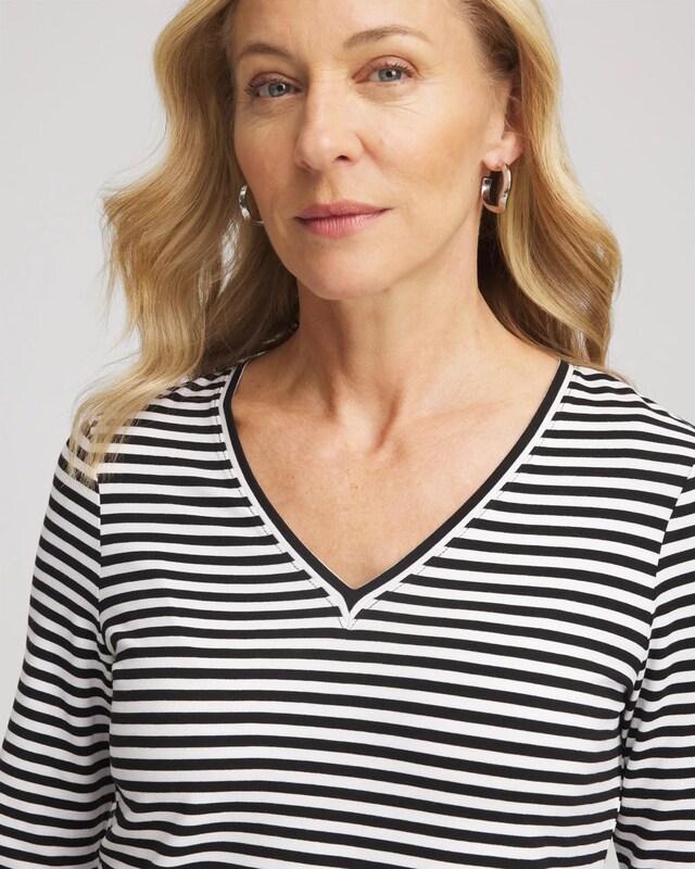 Striped V-Neck Layering Tee - image 4